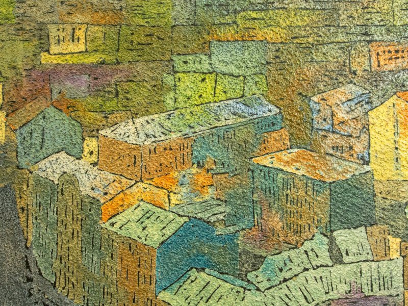 Image supplémentaire 4: Art conceptuel Paysage urbain Peinture "Rencontre de rues", peintre Sergiy Kovalov technique mixte toile 