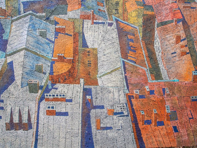 Image supplémentaire 2: Art conceptuel Paysage urbain Peinture "Firmament", peintre Sergiy Kovalov technique mixte toile 