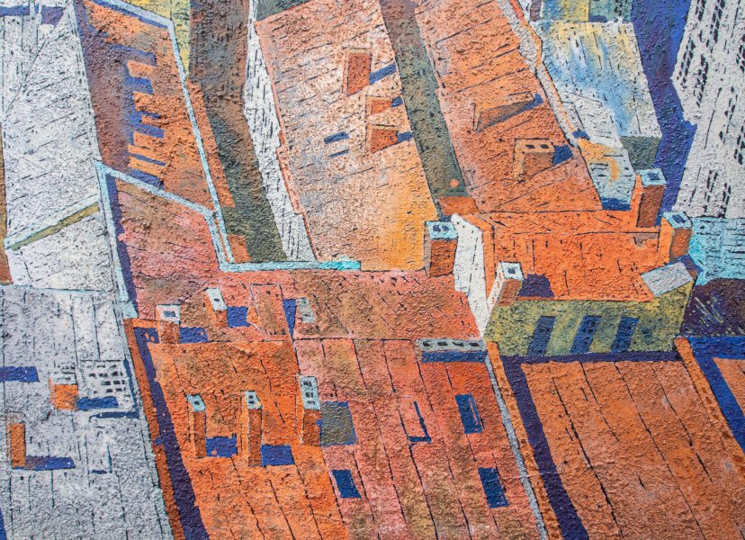 Image supplémentaire 3: Art conceptuel Paysage urbain Peinture "Firmament", peintre Sergiy Kovalov technique mixte toile 