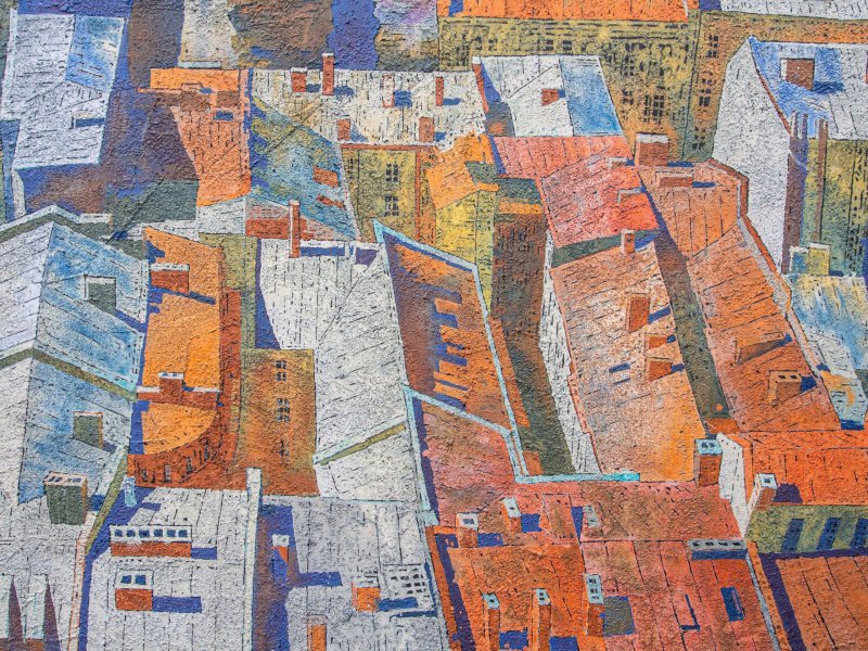 Image supplémentaire 4: Art conceptuel Paysage urbain Peinture "Firmament", peintre Sergiy Kovalov technique mixte toile 