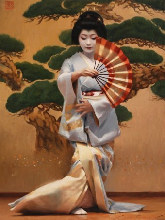 Painting "Toshimana Dance" by painter Phil Couture oil canvas at Jose Art Gallery