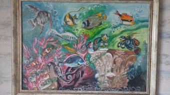 Painting "Podvodnyy Mir" by painter Elena Vinogradova acrylic canvas at Jose Art Gallery