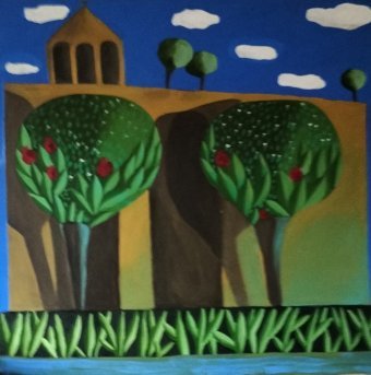 Живопись "Весенняя церковь", живописец Irinka Sichinava масло холст в Jose Art Gallery