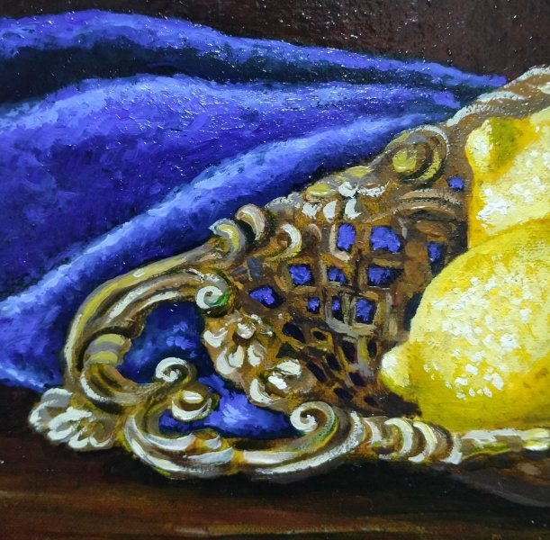 Additional view 3: Realism Still-Life Painting Lemons on a tray by painter YULIIA NOVIKOVA oil canvas 