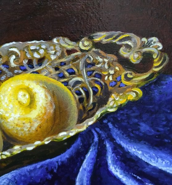 Additional view 4: Realism Still-Life Painting Lemons on a tray by painter YULIIA NOVIKOVA oil canvas 
