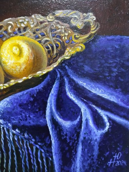 Additional view 5: Realism Still-Life Painting Lemons on a tray by painter YULIIA NOVIKOVA oil canvas 