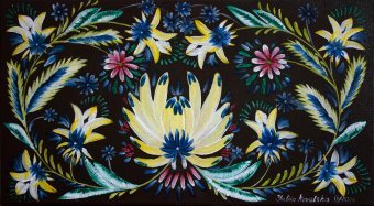 Painting "Ornament. Ancient sacred symbo" by painter Yuliia Kovalska acrylic canvas at Jose Art Gallery
