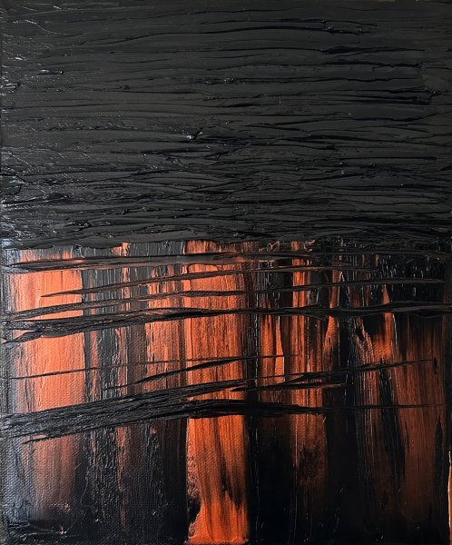Minimalisme Intérieur Peinture "Magie du contraste du Nord" peintre Marina Gorbachova huile toile 