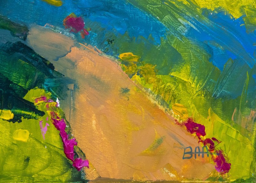 Additional view 2: Figurative Landscape Painting Almond tree in bloom in spring by painter Patrick BAUQUEL acrylic canvas 