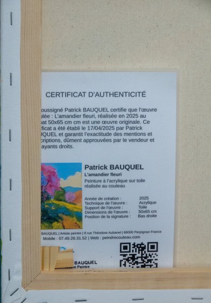 Additional view 6: Figurative Landscape Painting Almond tree in bloom in spring by painter Patrick BAUQUEL acrylic canvas 
