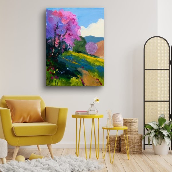 Additional view 8: Figurative Landscape Painting Almond tree in bloom in spring by painter Patrick BAUQUEL acrylic canvas 