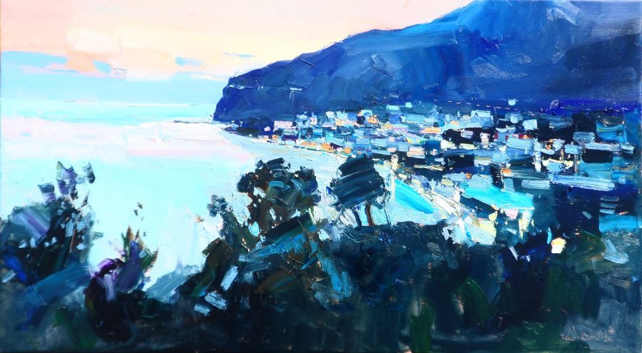 Expressionism Landscape Painting Evening Italy by painter Yehor Dulin oil canvas 
