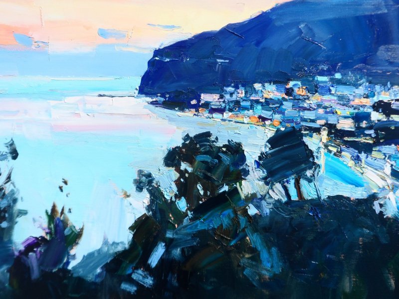 Additional view 1: Expressionism Landscape Painting Evening Italy by painter Yehor Dulin oil canvas 