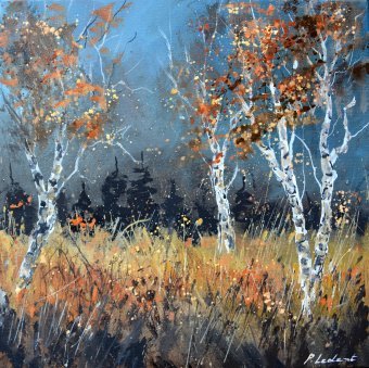 Painting "Aspen trees" by painter Pol Ledent oil canvas at Jose Art Gallery