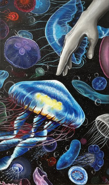 Symbolism Marine Art Painting Touch by painter Sofia Dmitrieva acrylic canvas 