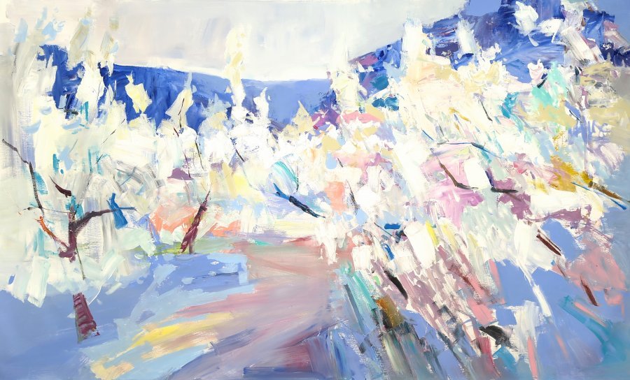 Expressionism Landscape Painting My spring garden by painter Yehor Dulin acrylic canvas 