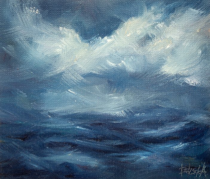 Stormy Blue Painting by Adrienn Pécsek - Jose Art Gallery