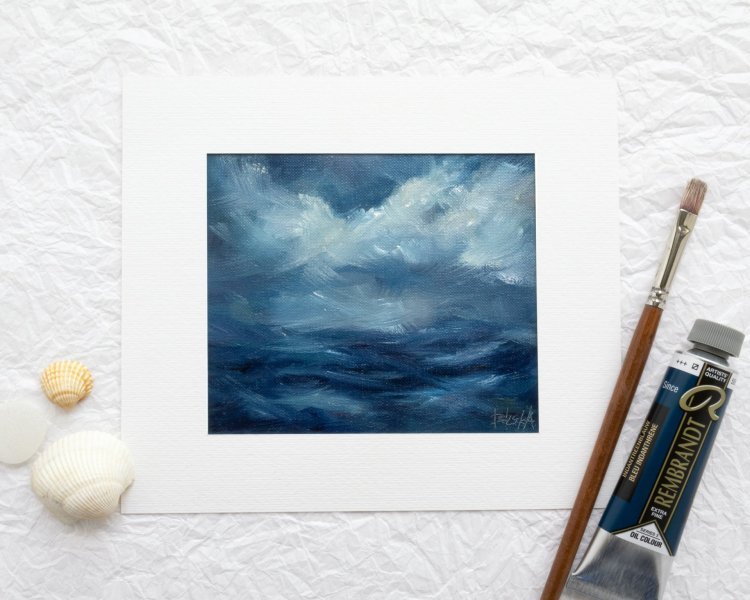 Stormy Blue Painting by Adrienn Pécsek - Jose Art Gallery