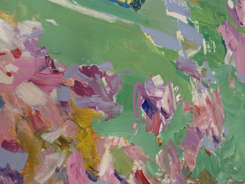 Additional view 2: Impressionism Landscape Painting My spring garden by painter Yehor Dulin acrylic canvas 