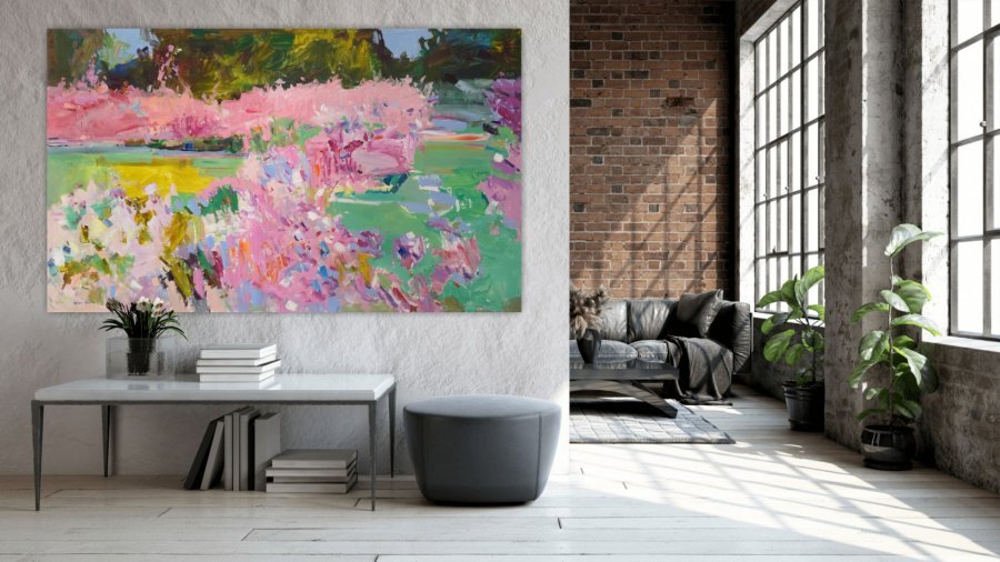 Additional view 4: Impressionism Landscape Painting My spring garden by painter Yehor Dulin acrylic canvas 