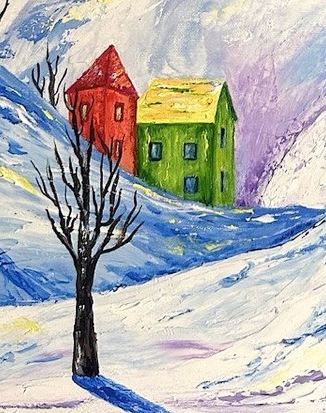 Дополнительное изображение 3: Импрессионизм Пейзаж Живопись "Зимняя Луна" живописец Людмила Рябкова масло холст 