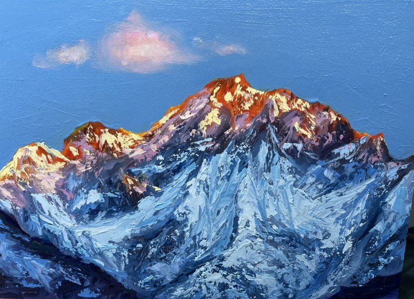 Snowy Peaks: Mountain Landscap Painting by Stepan Ribkevich