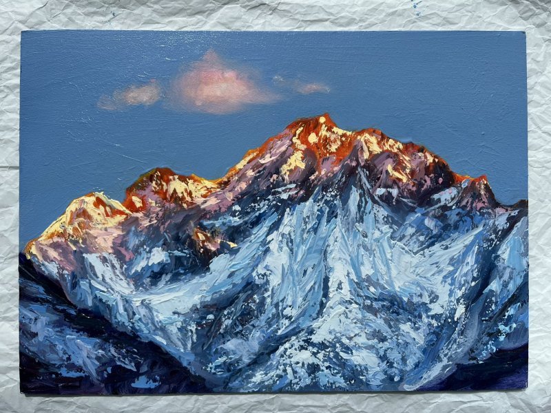 Snowy Peaks: Mountain Landscap Painting by Stepan Ribkevich