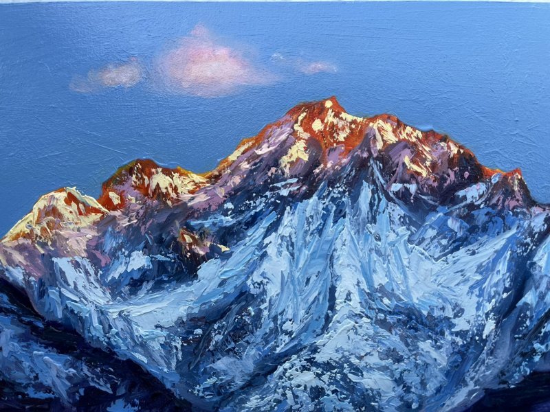 Snowy Peaks: Mountain Landscap Painting by Stepan Ribkevich