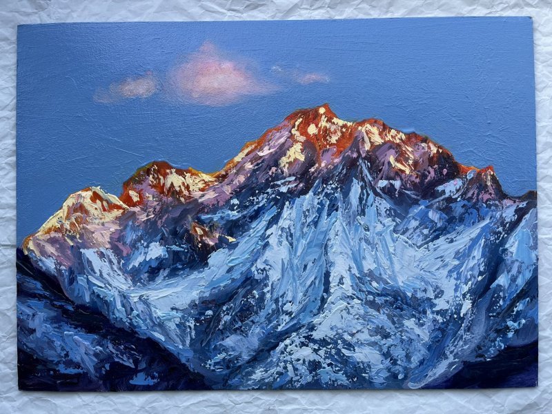 Snowy Peaks: Mountain Landscap Painting by Stepan Ribkevich