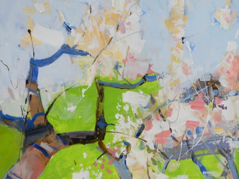 Additional view 3: Expressionism Landscape Painting Spring garden by painter Yehor Dulin acrylic canvas 