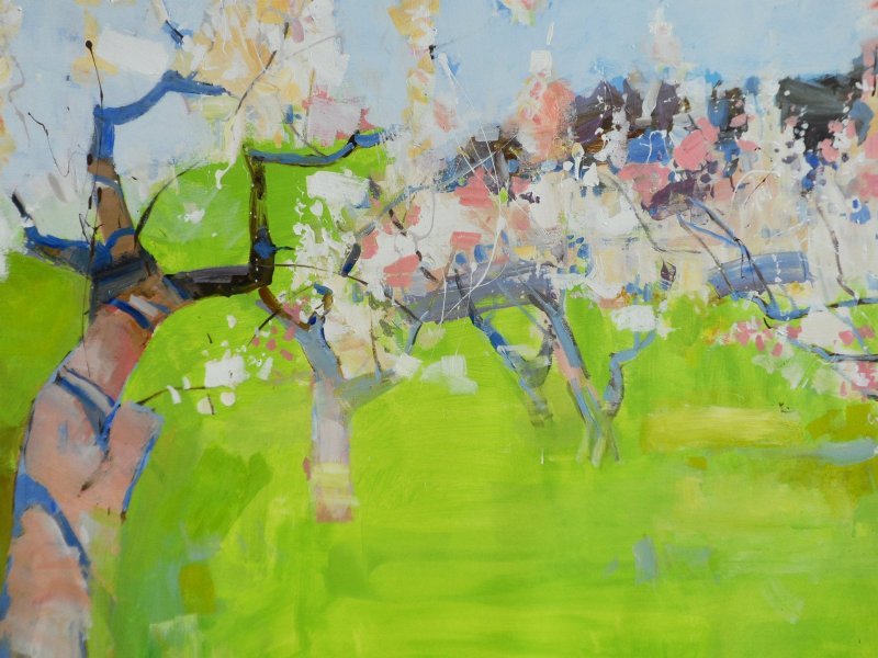 Additional view 4: Expressionism Landscape Painting Spring garden by painter Yehor Dulin acrylic canvas 