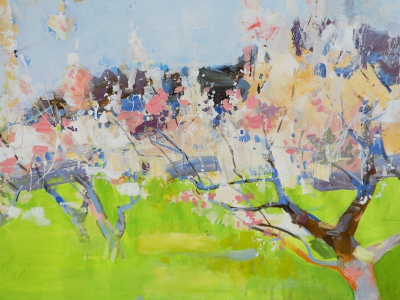 Additional view 5: Expressionism Landscape Painting Spring garden by painter Yehor Dulin acrylic canvas 