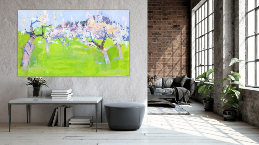 Additional view 7: Expressionism Landscape Painting Spring garden by painter Yehor Dulin acrylic canvas 