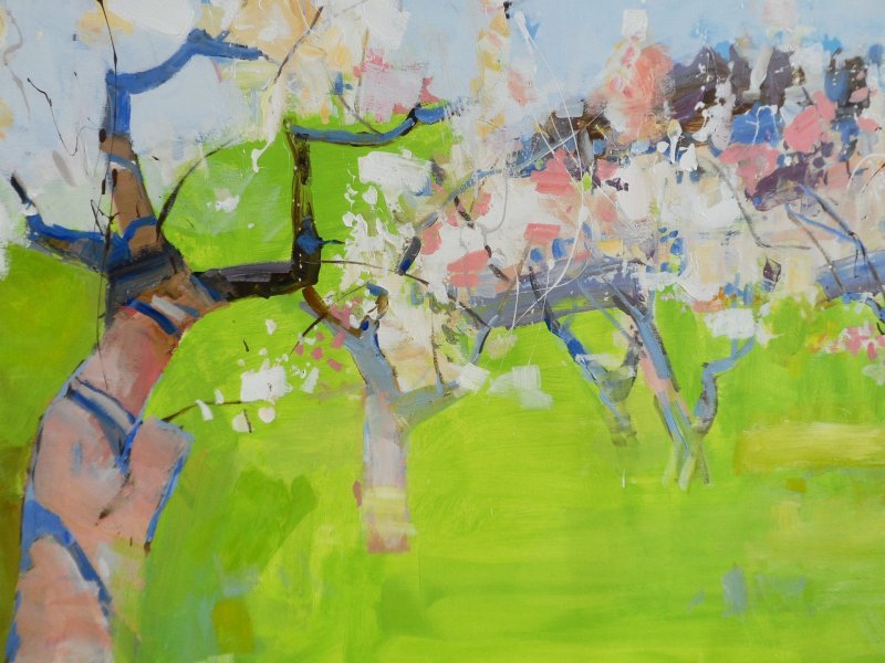 Additional view 8: Expressionism Landscape Painting Spring garden by painter Yehor Dulin acrylic canvas 