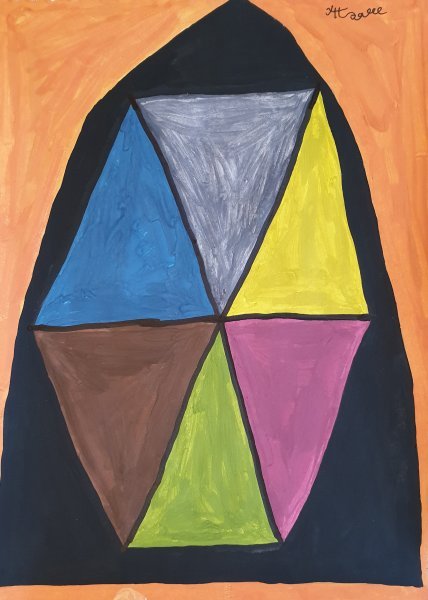 Abstract Genre Drawing Seven by illustrator Arina Mari gouache paper 