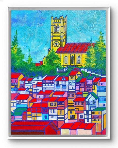 Immagine aggiuntiva 2: Cubismo Paesaggio urbano Pittura "UrbanHarmony", pittore aditya singh thakur acrilico tela 