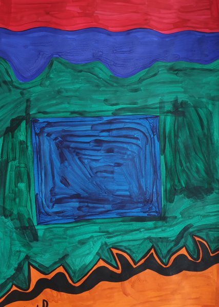 Abstract Genre Drawing Conscience by illustrator Arina Mari gouache paper 