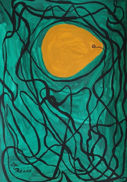 Abstract Genre Drawing No name D 5 by illustrator Arina Mari gouache paper 