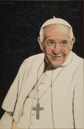 Живопись "Papa Francisco", живописец Хелен Лобато масло холст в Jose Art Gallery