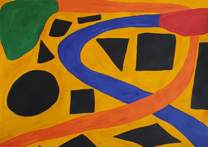 Abstract Genre Drawing No name D 14 by illustrator Arina Mari gouache paper 