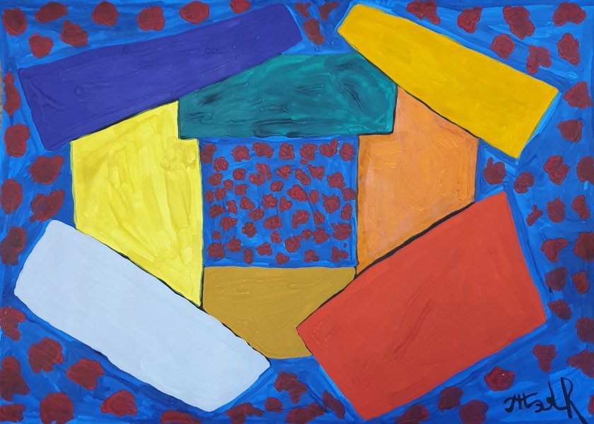 Abstractionnisme Familial Graphique "Sans nom D 23" illustrateur Arina Meri gouache papier 
