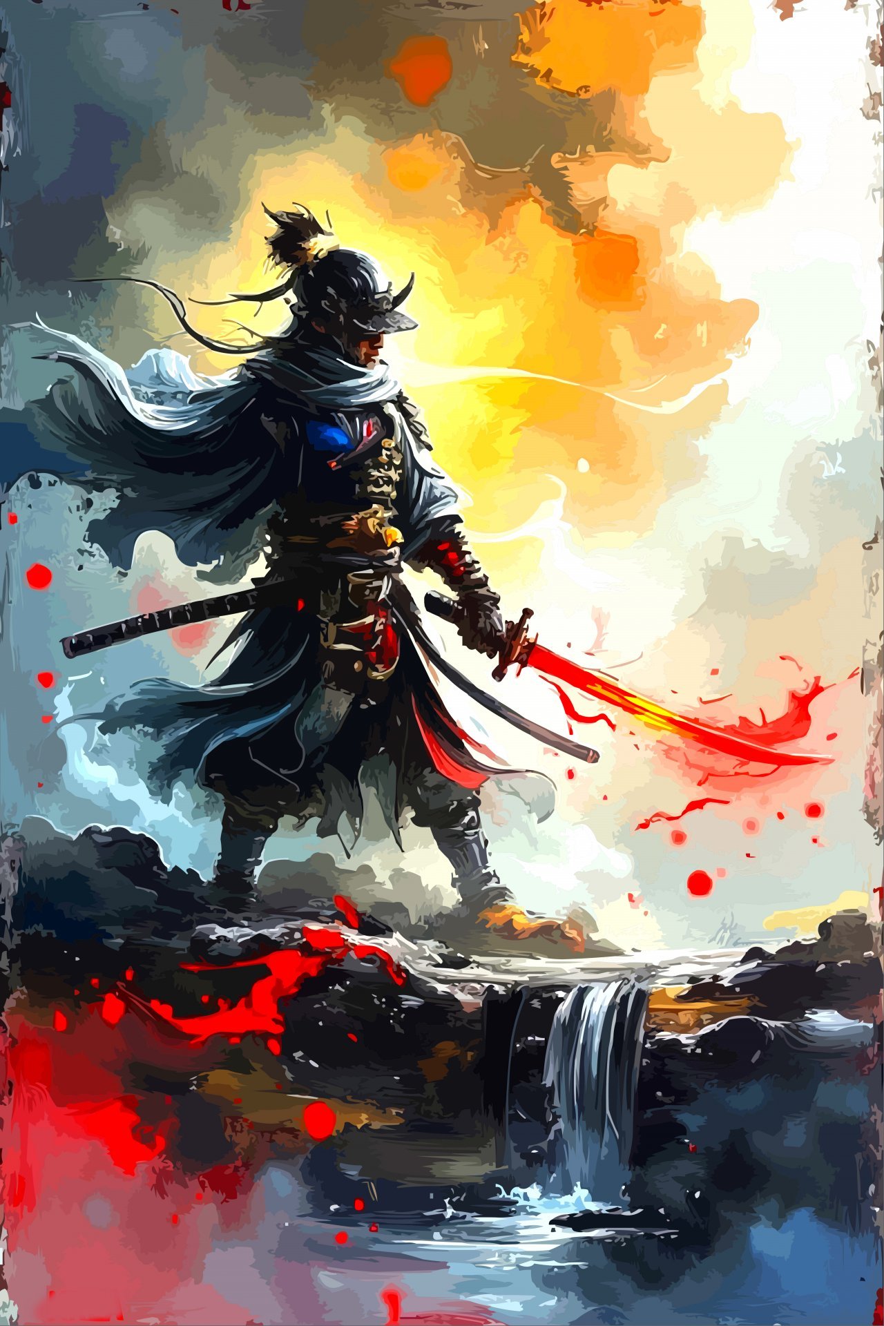 Dipinto digitale «Guerriero samurai in battaglia» - Viktor Levchenko, image size:1280x1920