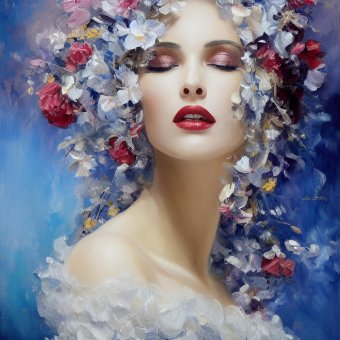 Digital Art "Veil of Dreams: The Art of Makeup and Skin" by digital artist MeaHau at Jose Art Gallery