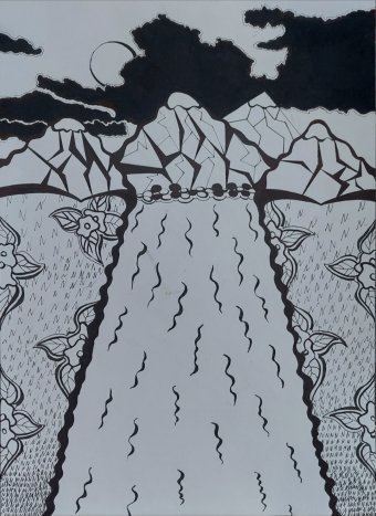 Gráfico "Mi tierra natal", ilustrador Mariya Rudenko técnica mixta papel en Jose Art Gallery