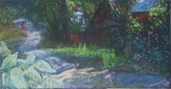 Soirée sur la rue du village Paysage d'été