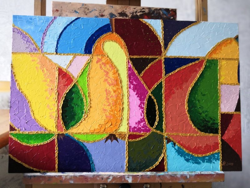 Дополнительное изображение 5: Кубизм Натюрморт Живопись "Груши №1" живописец Людмила Рябкова масло холст 