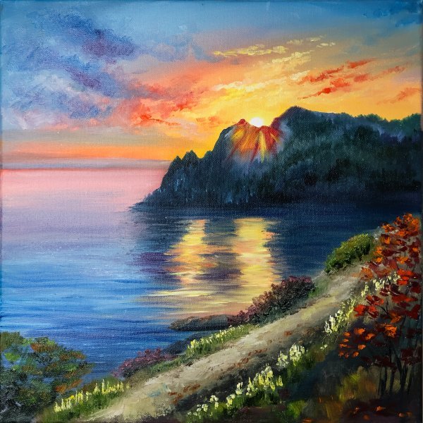 Realism Marine Art Painting Crimea by painter Olena Medvedska oil canvas 