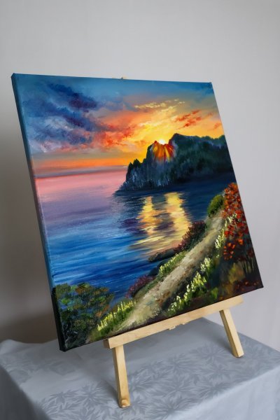 Additional view 5: Realism Marine Art Painting Crimea by painter Olena Medvedska oil canvas 