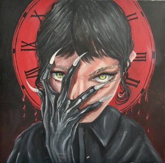 Painting "Look into the darkness of fear and power" by painter Lunara_veritas oil canvas at Jose Art Gallery