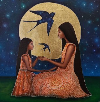 Painting "Flight of the Swallow" by painter LillasArt oil canvas at Jose Art Gallery